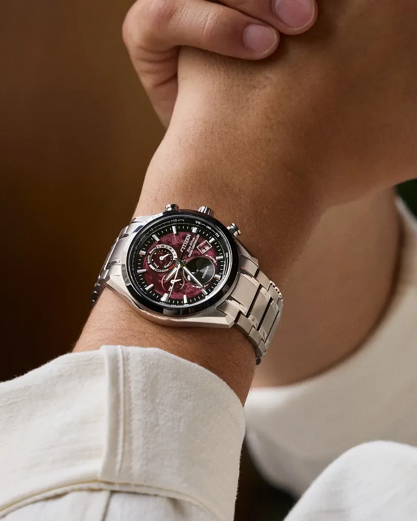 Tsuki-yomi A-T Red Dial Super Titanium Bracelet BY1018-55X | CITIZEN